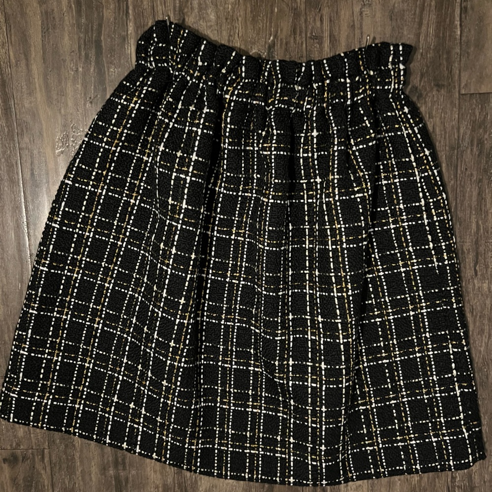 Black and White Plaid Midi Skirt